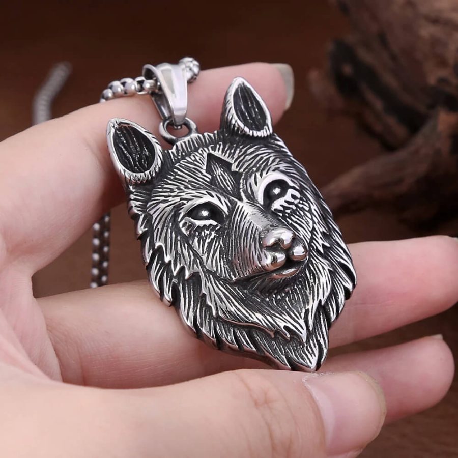 Nordic Vintage Wolf Head 316L Stainless Steel Pendant Necklace