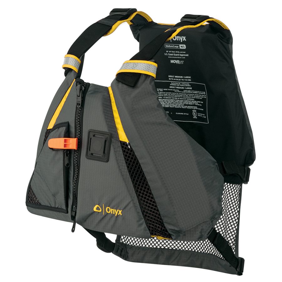 ONYX 122200-300-020-18 MOVEVENT DYNAMIC PADDLE SPORTS VEST - YELLOW/GREY - XS/SMALL