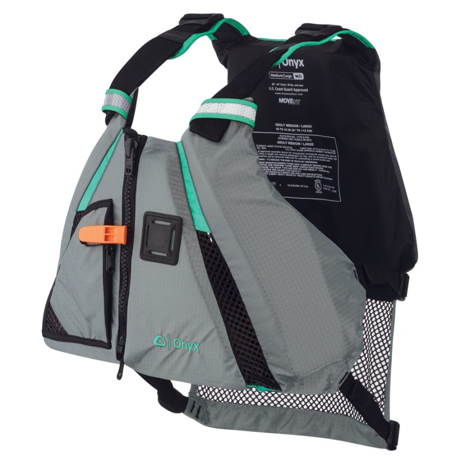 ONYX 122200-505-060-15 MOVEVENT DYNAMIC PADDLE SPORTS LIFE VEST - XL/2XL - AQUA