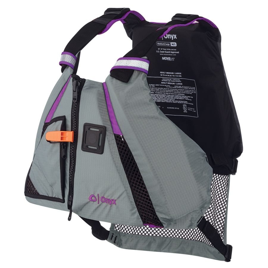 ONYX 122200-600-020-18 MOVEVENT DYNAMIC PADDLE SPORTS VEST - PURPLE/GREY - XS/SMALL