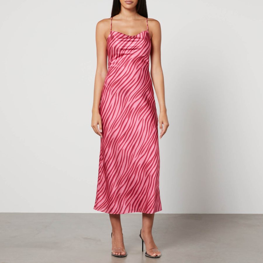 Omnes Riviera Midi Zebra-Print Recycled Satin Dress - UK 8