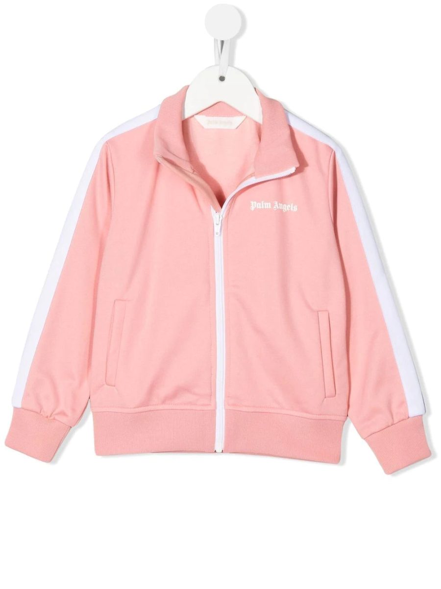 PALM ANGELS KIDS Logo Print Track Jacket Pink White