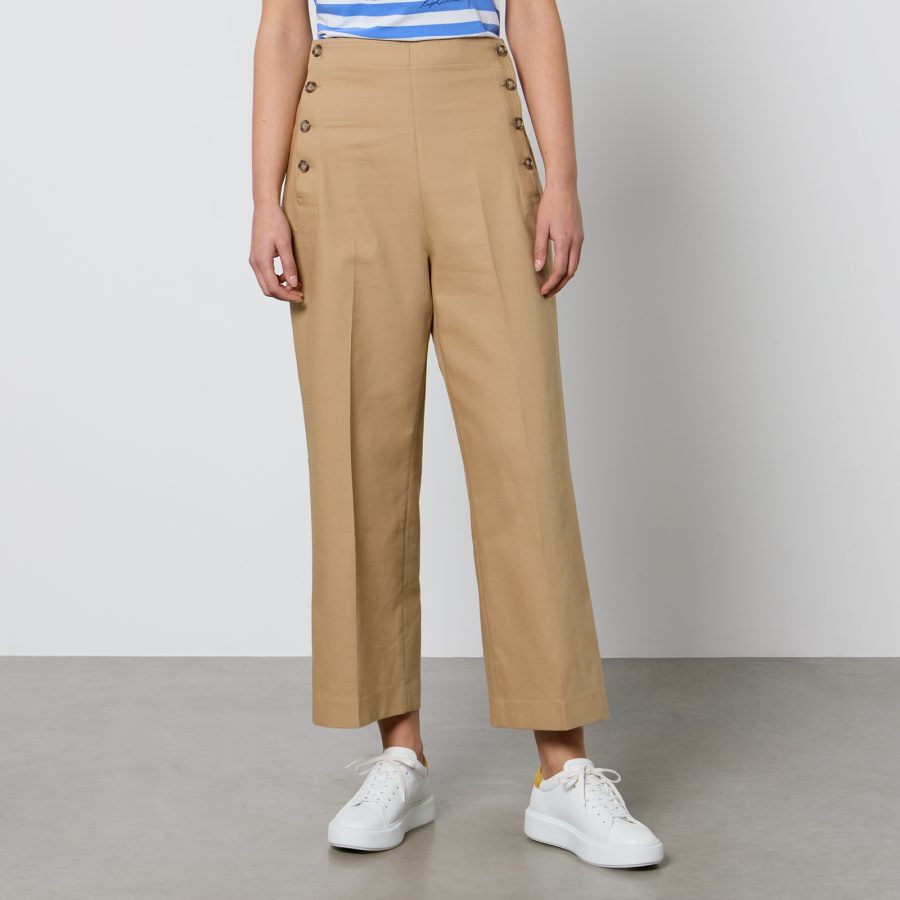 Polo Ralph Lauren Cropped Cotton-Twill Wide-Leg Trousers - UK 10