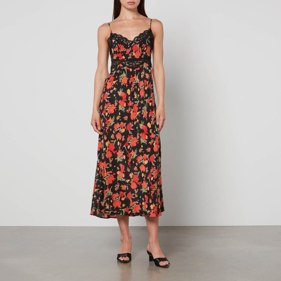 RIXO Amora Floral-Print Silk Midi Dress - XL/UK 16