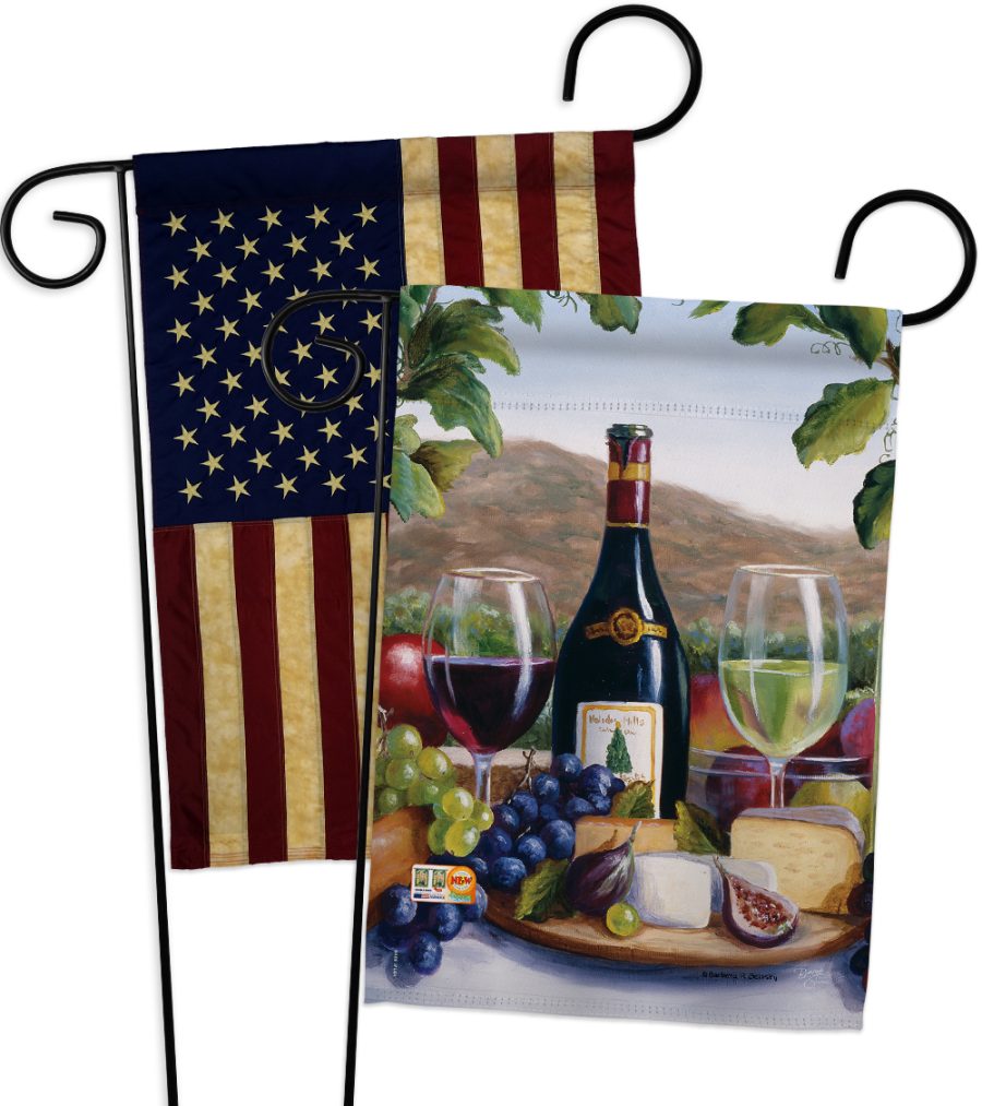 Red & White Wine - Impressions Decorative USA Vintage - Applique Garden Flags Pa