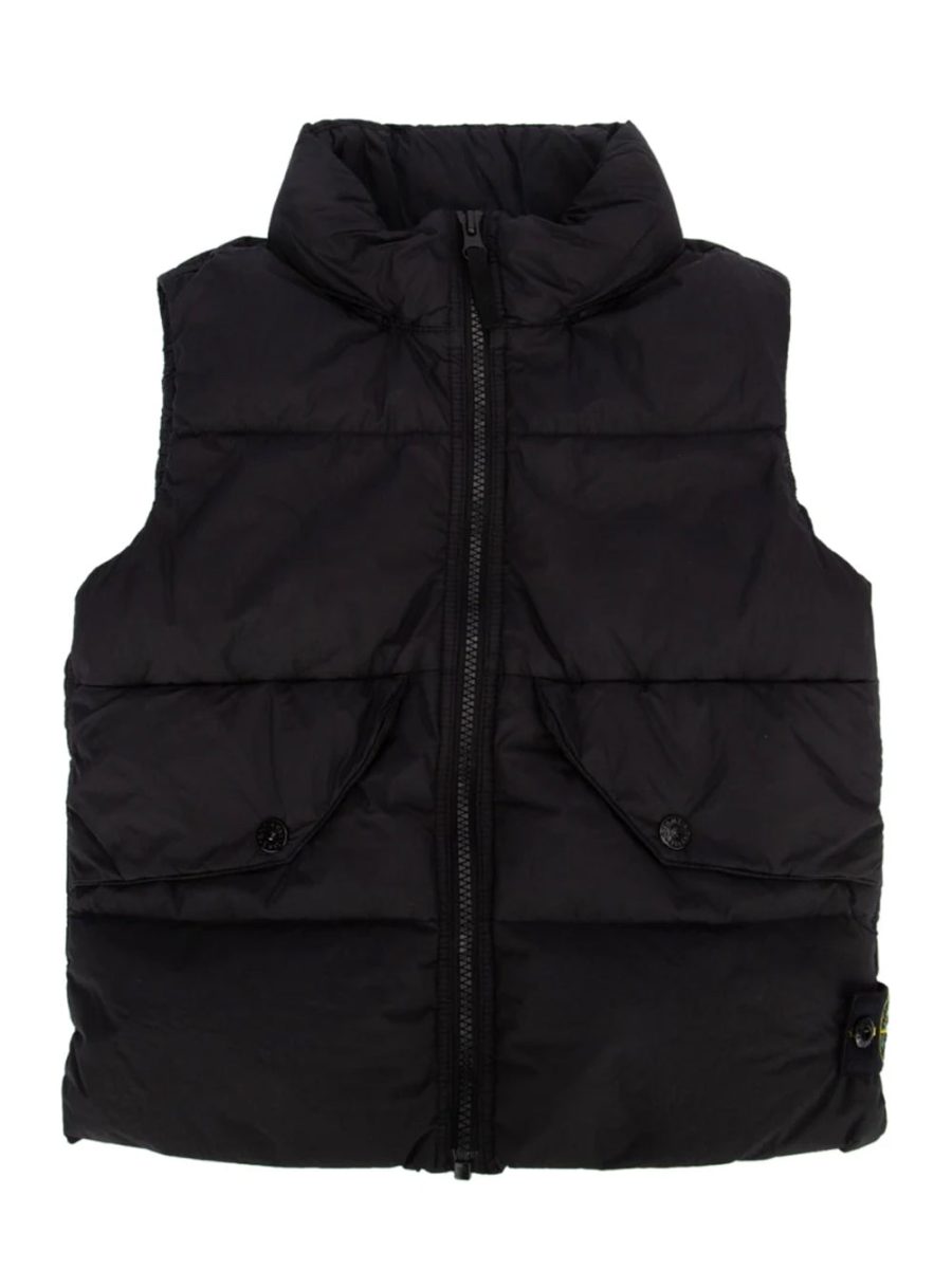 STONE ISLAND KIDS Compass-Motif Padded Gilet Black