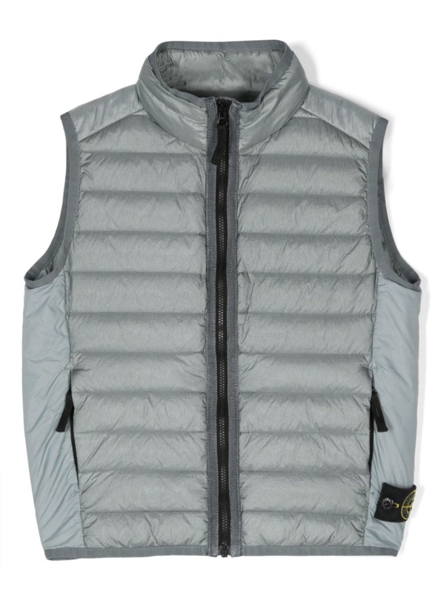 STONE ISLAND KIDS Compass-Motif Padded Gilet Grey