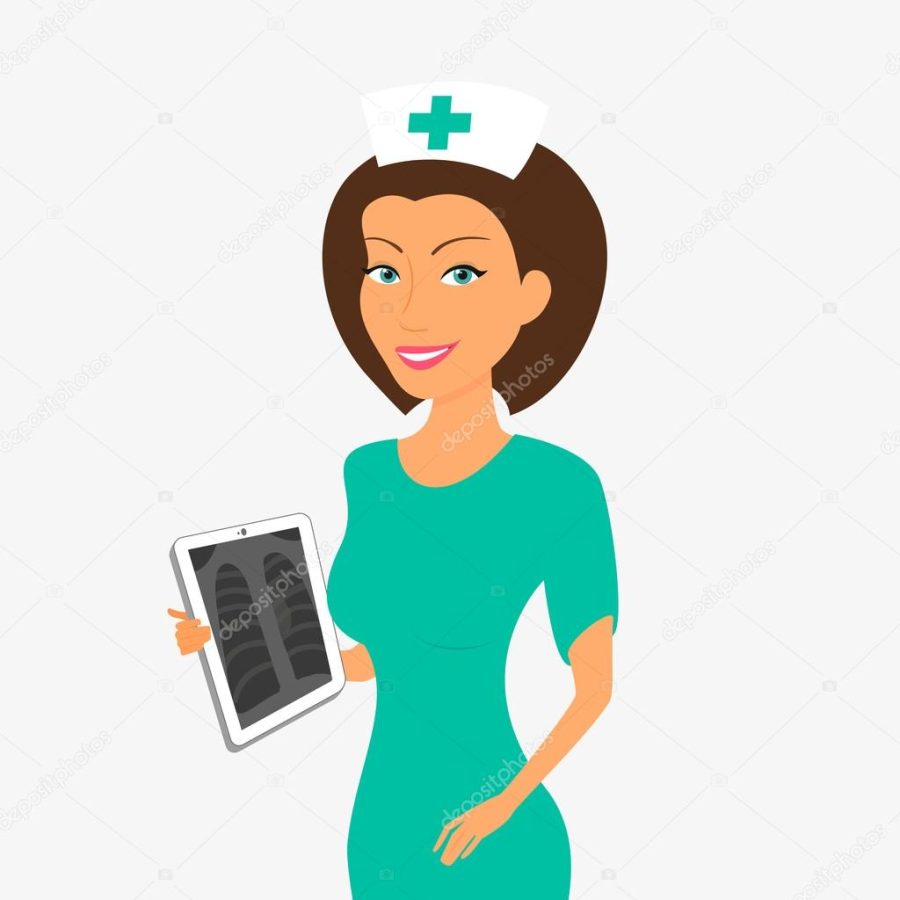 Smiling nurse with tablet pc