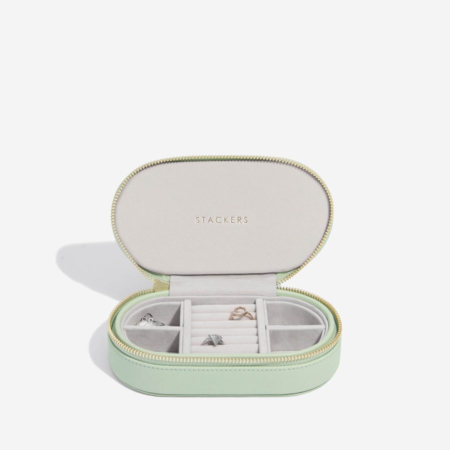 Stackers Oval Travel Jewellery Box - Sage