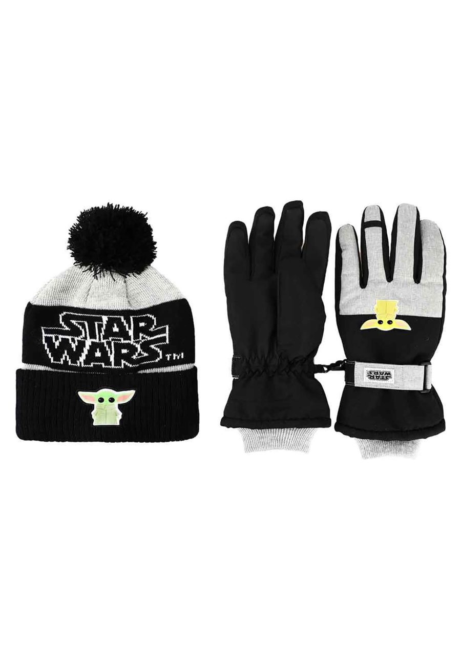 Star Wars Mandalorian Grogu Kid's Beanie & Ski Glove Combo