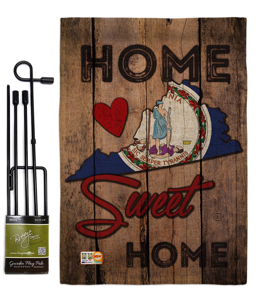 State Virginia Home Sweet Burlap - Impressions Decorative Metal Garden Pole Flag
