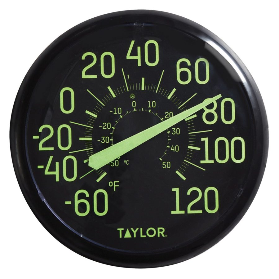 TAYLOR 5267459 13.25-Inch Indoor/Outdoor Glow-in-the-Dark Thermometer