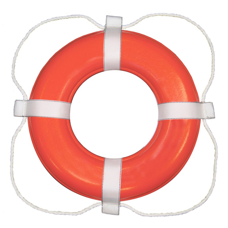 TAYLOR MADE 383 30 INCH ORANGE WITH WHITE ROPE FOAM RING BUOY