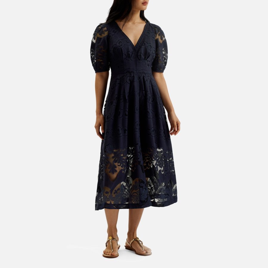 Ted Baker Agnel Cotton-Blend Lace Midi Dress - UK 14