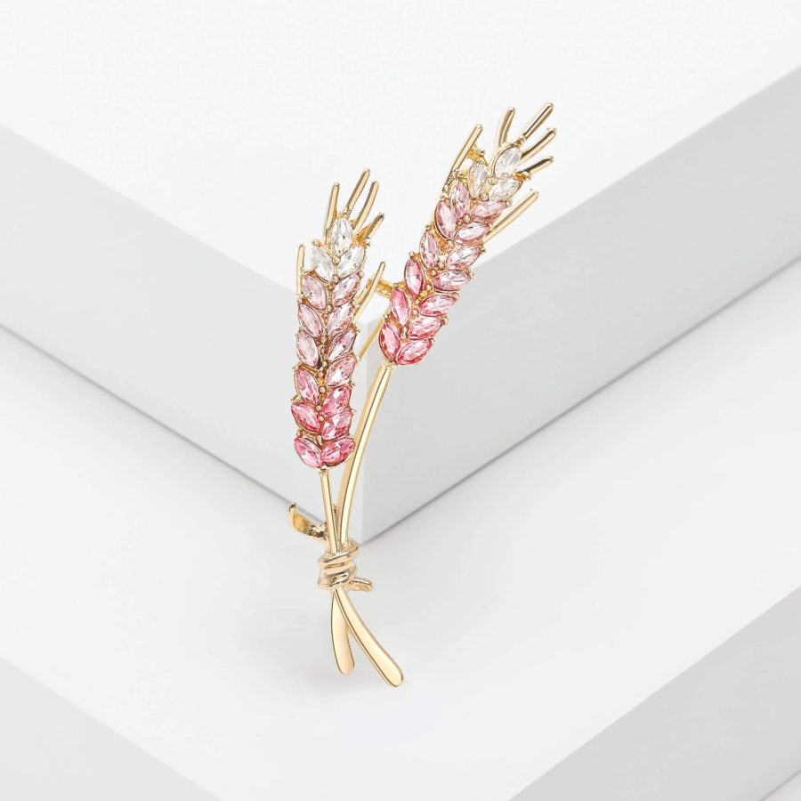 Two Gold-Toned Straws Brooch With Simulated Gemstones