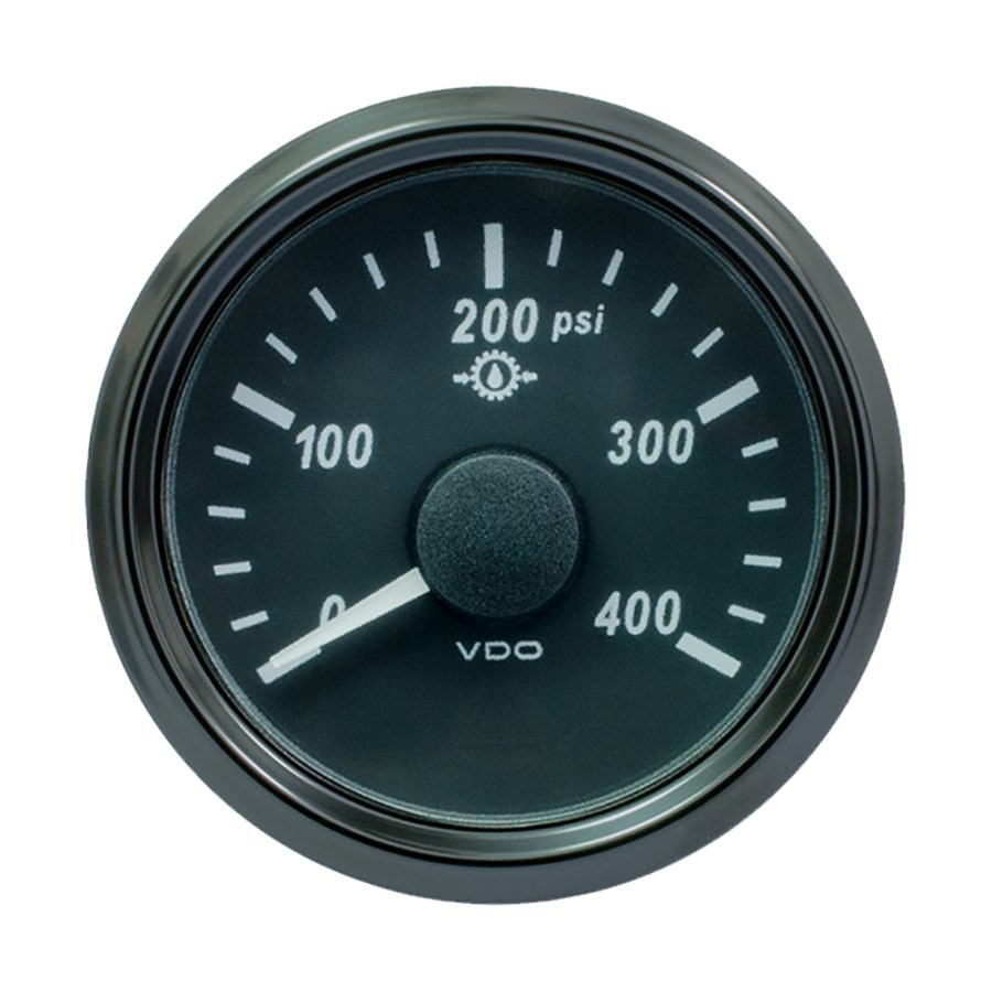 VDO A2C3833500030 SINGLEVIU 52MM (2-1/16 INCH) OIL PRESSURE GAUGE - 400 PSI - 0-180 OHM