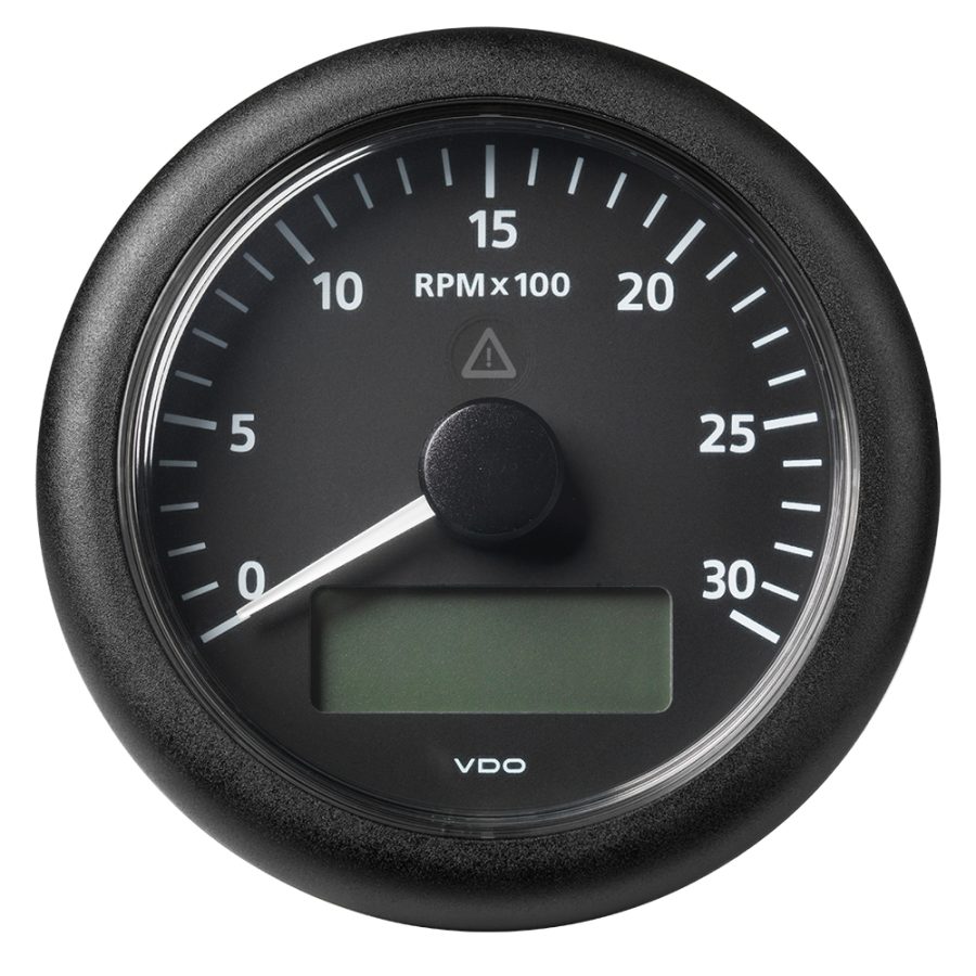 VERATRON A2C59512390 3-3/8 INCH (85MM) VIEWLINE TACHOMETER W/MULTI-FUNCTION DISPLAY - 0 TO 3000 RPM - BLACK DIAL & BEZEL