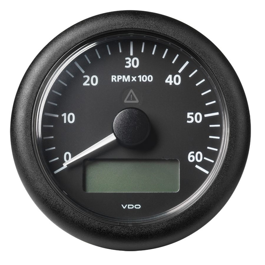 VERATRON A2C59512393 3-3/8 INCH (85MM) VIEWLINE TACHOMETER W/MULTI-FUNCTION DISPLAY - 0 TO 6000 RPM - BLACK DIAL & BEZEL