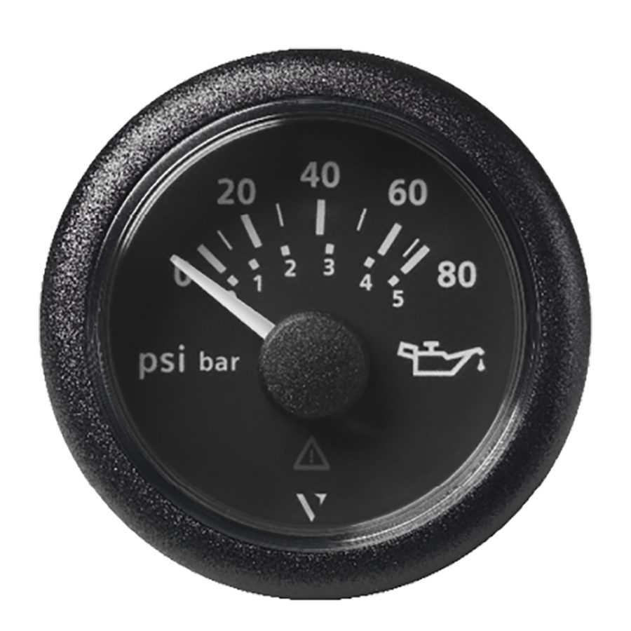 VERATRON A2C59514128 52MM (2-1/16 INCH) VIEWLINE OIL PRESSURE GAUGE 80 PSI/5 BAR - BLACK DIAL & ROUND BEZEL