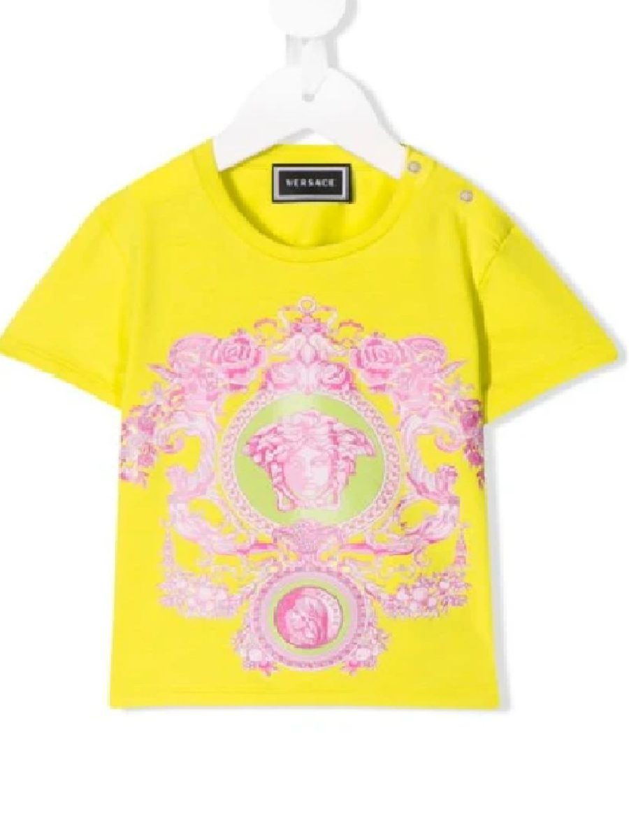 VERSACE KIDS Medusa Logo T-Shirt Yellow