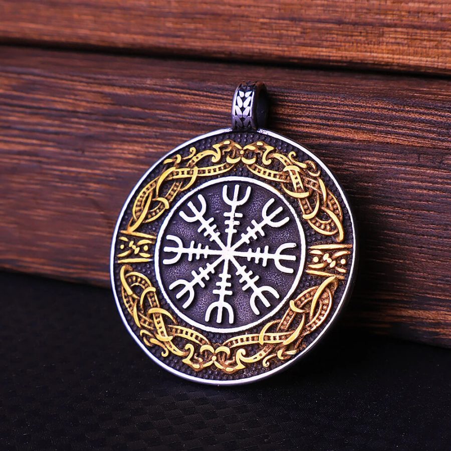 Vegvisir Stave Compass Viking Nordic Stainless Steel Pendant Necklace "The Brave Shall LIve Forever"