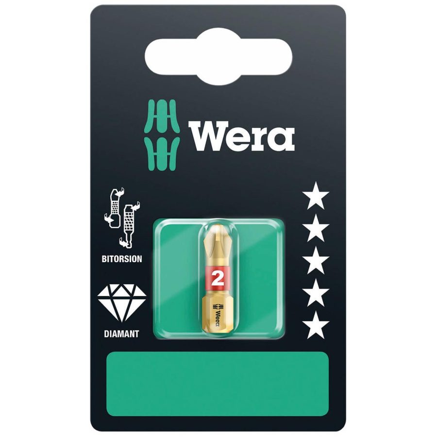 WERA 05073333001 Diamond Coated Phillips Bit - PH# 2 x 25mm