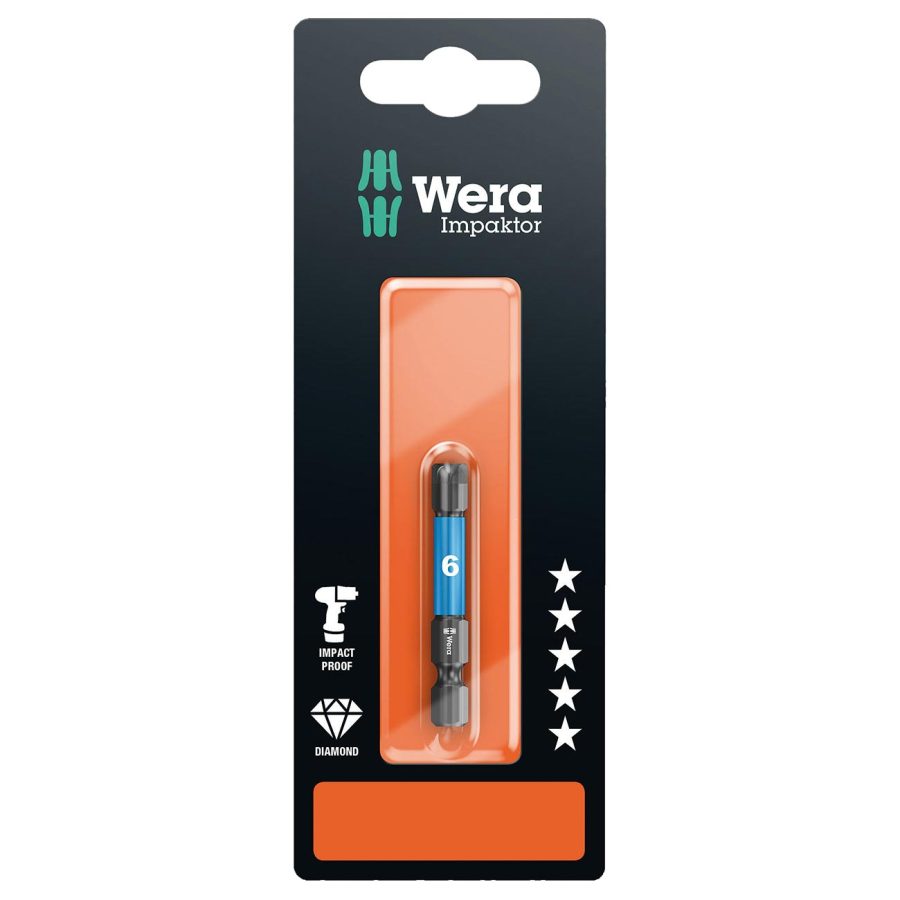 WERA 05073946001 Metric Impaktor HexPlus 6 x 50 mm Bit - 1/4 INCH Drive