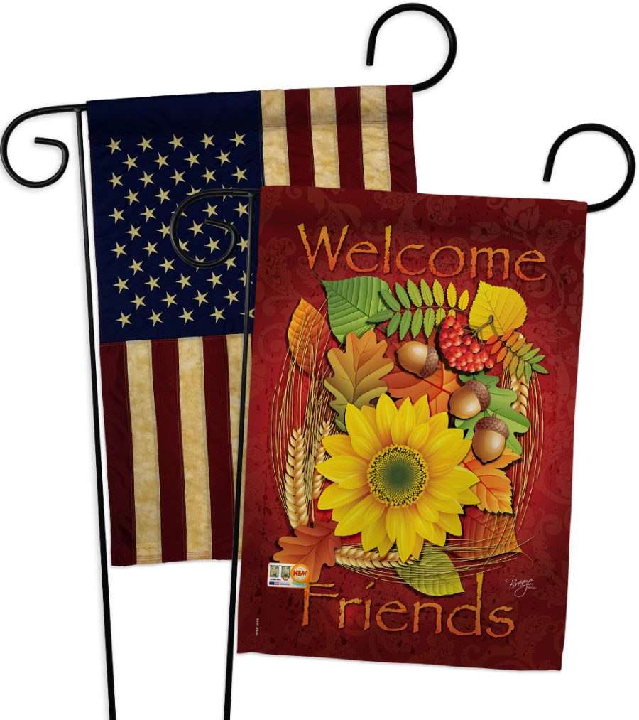 Welcome Friends Fall - Impressions Decorative USA Vintage - Applique Garden Flag
