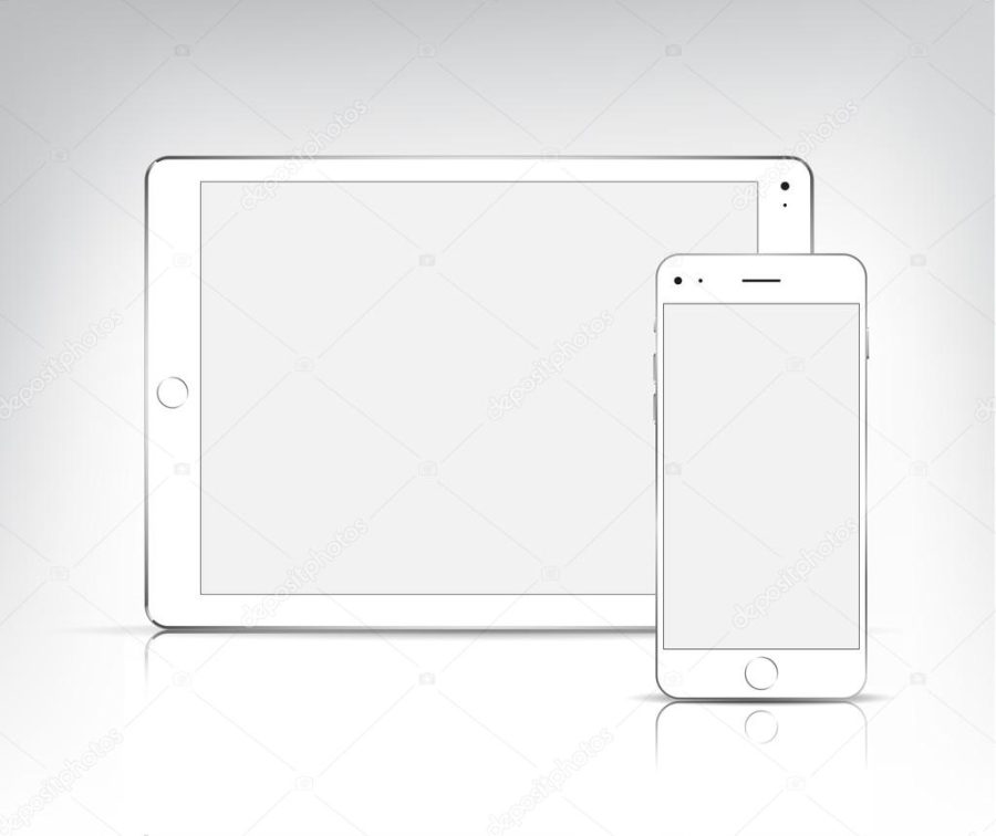 White tablet pc and phone