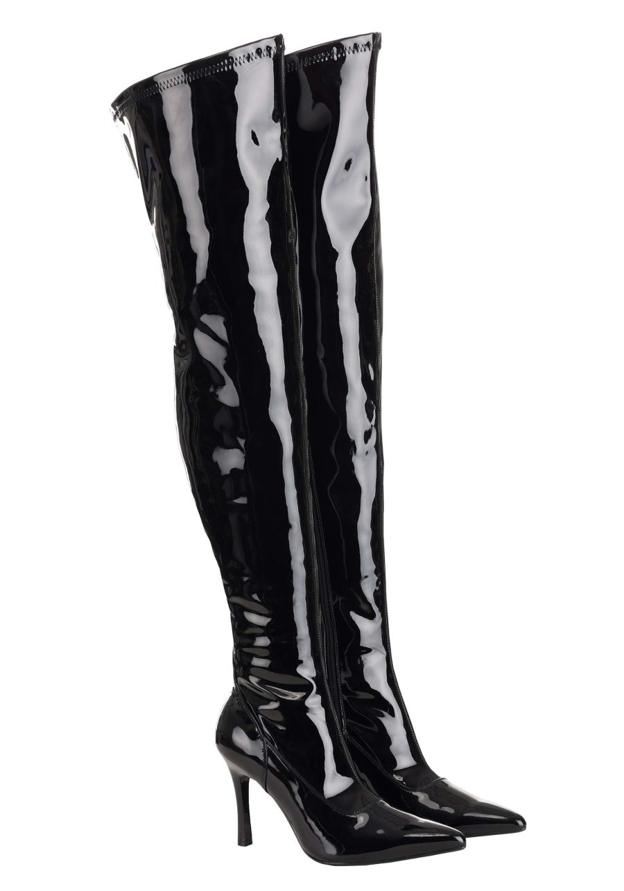 Women's Black Patent Over the Knee Boots