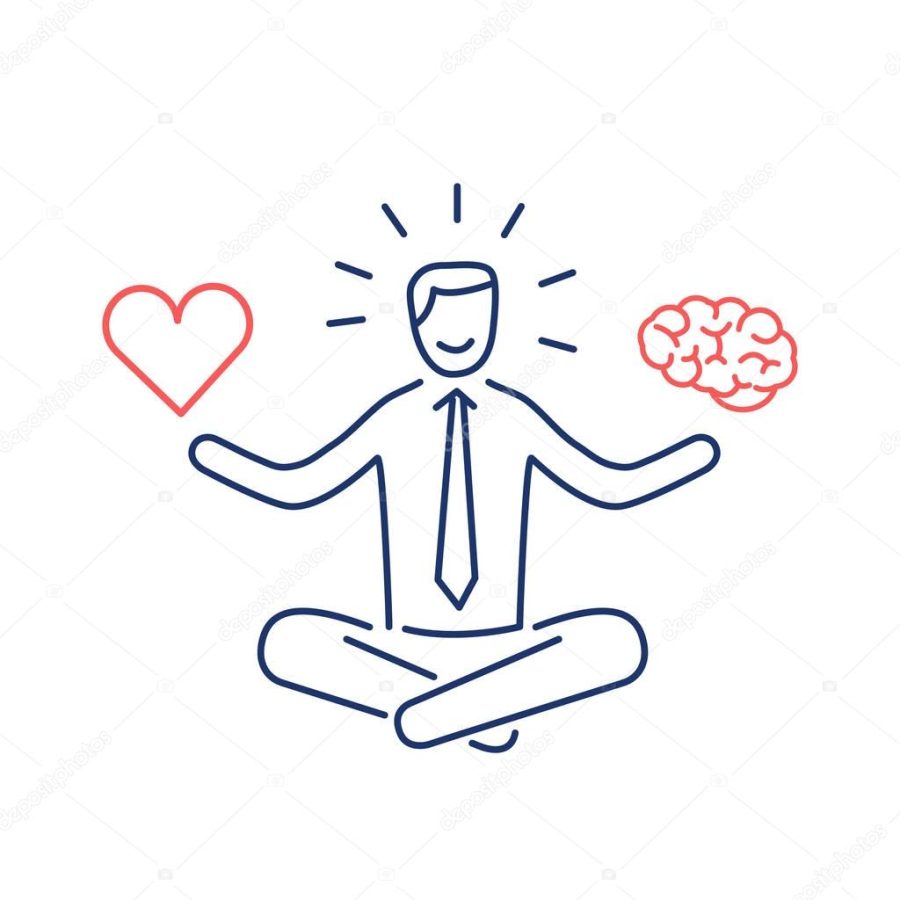 businessman balancing heart and brain