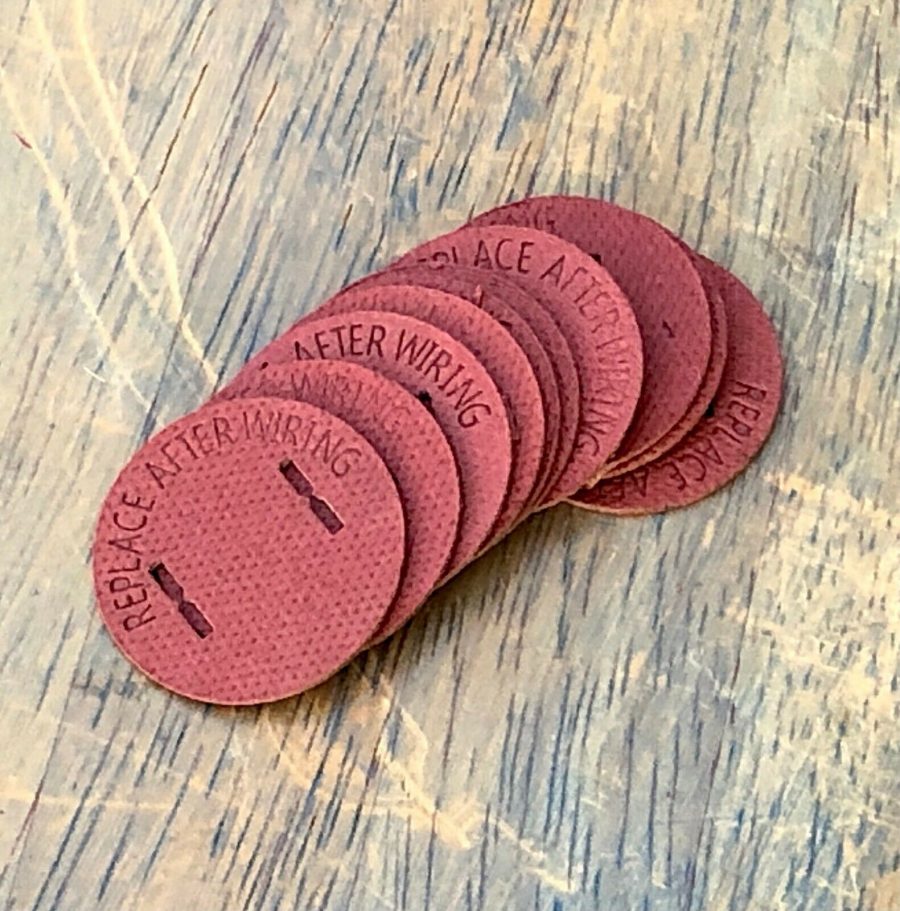 10 circular isolation washers paperboard Plug Cover, Red, Vintage Bakelite