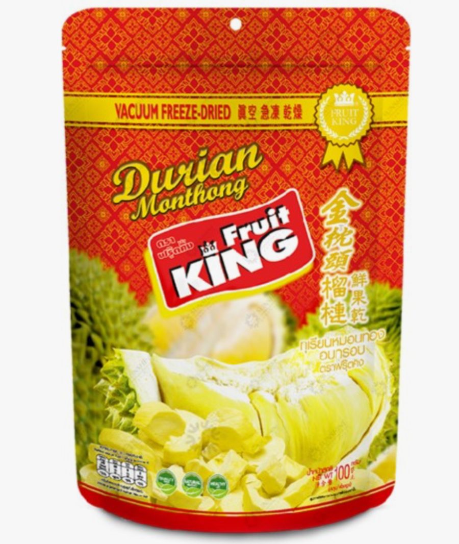 100g Fruit KING FREEZE DRIED CHUNK DURIAN Monthong SNACK Thai HALAL EXP 2023