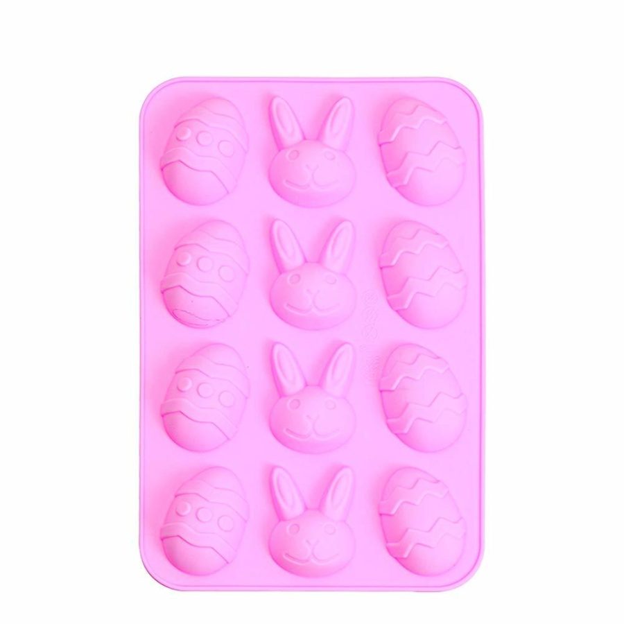 12 Cavity Ice Tray Cake Decoration Jello Pudding Molds Happy Easter Silicone Mou