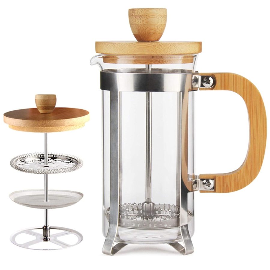 12 Oz French Press Coffee/Tea Maker Single Cup Espresso Press Stainless Steel Fi