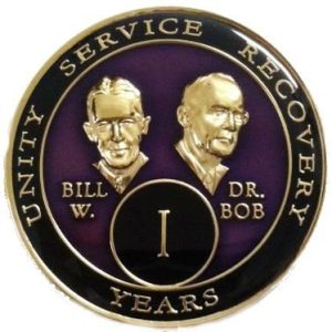 13 Year Purple Bill & Bob Tri-Plate Alcoholics Anonymous Medallion- AA Sobriety