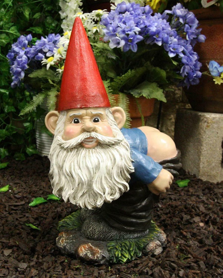 13.5"H Large Naughty Fun Prank Bare Butts Mooning Grumpy Garden Gnome Statue