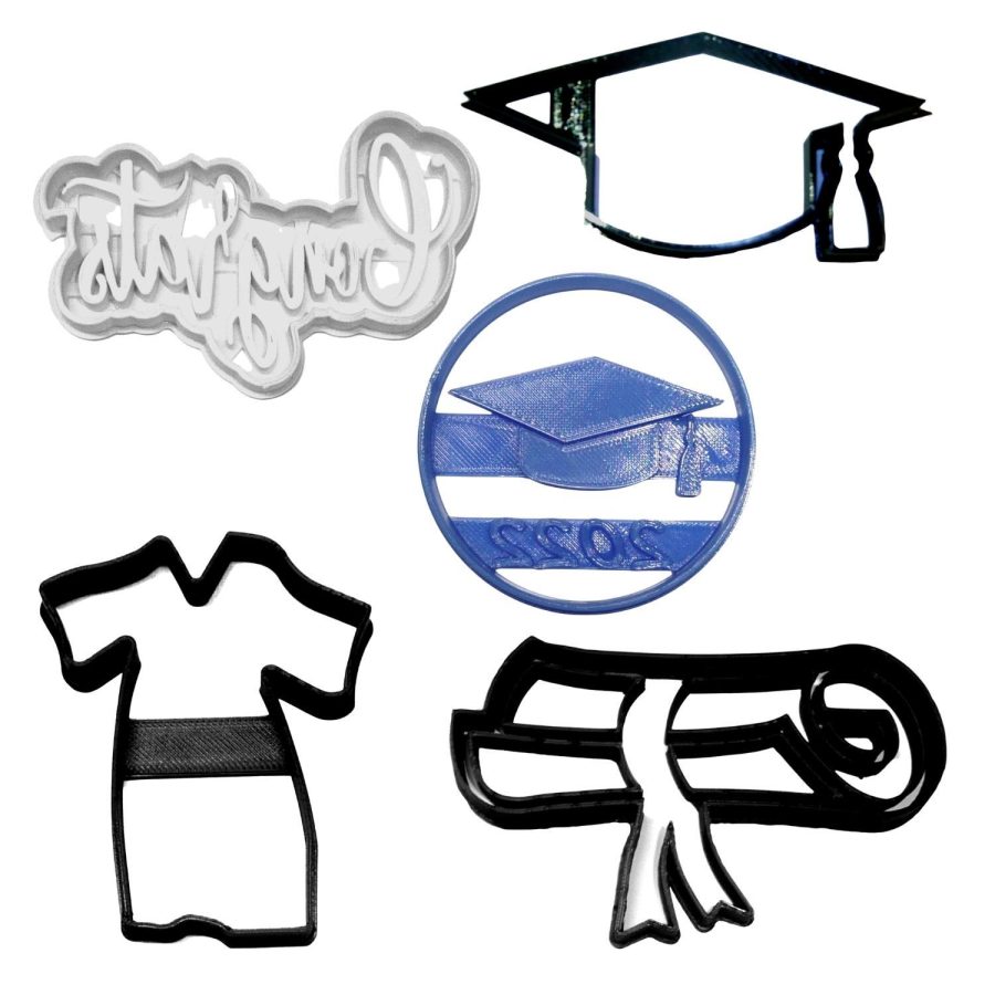 2022 Graduation Cap Gown Diploma Congrats Set Of 5 Cookie Cutters USA PR1229