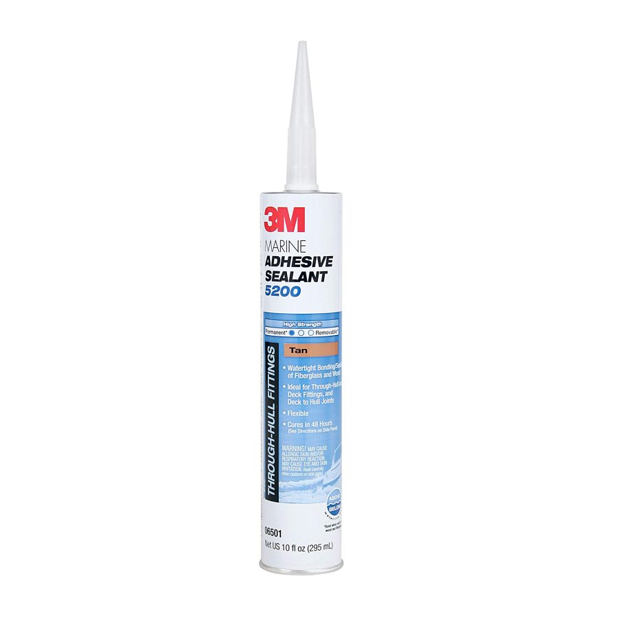 3M 06501 Marine Adhesive Sealant Permanent Bonding and Sealing for Boats and RVs Above and Below the Waterline Waterproof Repair, Tan, 10 fl oz Cartridge