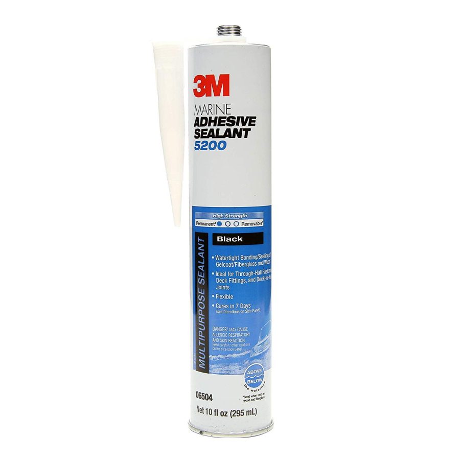 3M 06504 Marine Adhesive Sealant Permanent Bonding and Sealing for Boats and RVs Above and Below the Waterline Waterproof Repair, Black, 10 fl oz Cartridge