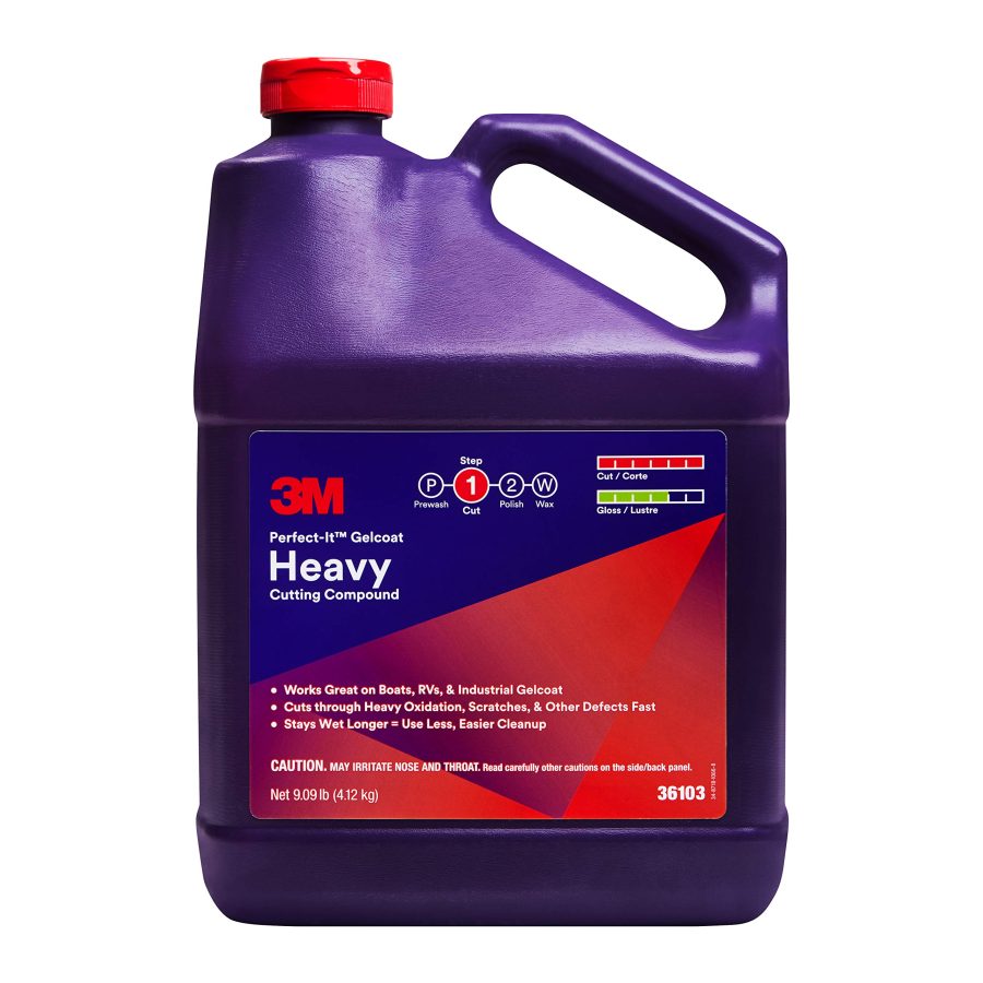 3M 36103 Gelcoat Heavy Cutting Compound, 1 Gallon, Fiberglass Oxidation Remover for Boats and RVs