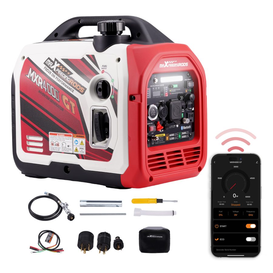 4000 Watt Portable Dual Fuel Propane/Gas Generator Inverter Bluetooth E-Start