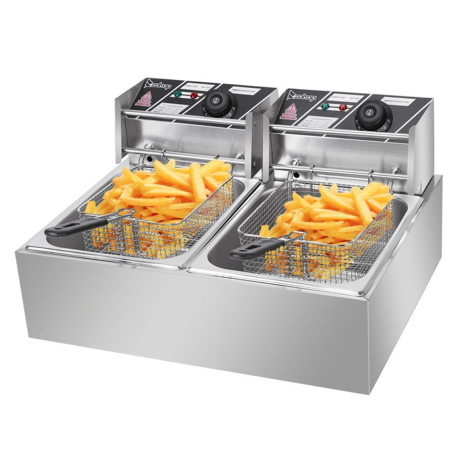 5000W Electric Deep Fryer 12L Dual Fry Machine Commercial Restaurant