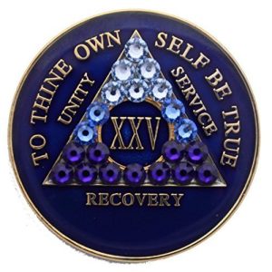 9 Year Blue Transition Swarovski Crystals Tri-Plate Alcoholics Anonymous Medalli