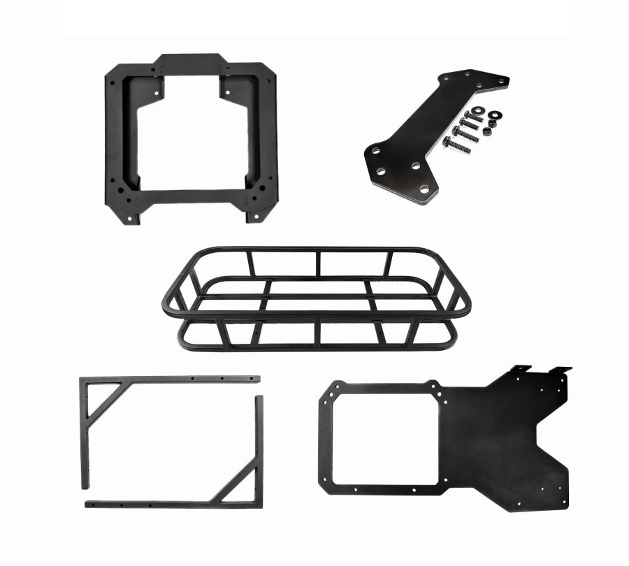 AAC 49001630 Allied Expedition Spare Tire Relocation Kit and Trail Rack Cargo Basket Combo - Bracket, Reinforcement Plate, and Third Brake Light Extension for Ford Bronco 2021+