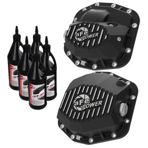 AFE 46-7101AB Pro Series Differential Cover Black w/Machined Fins & Gear Oil (Dana M186/M220)