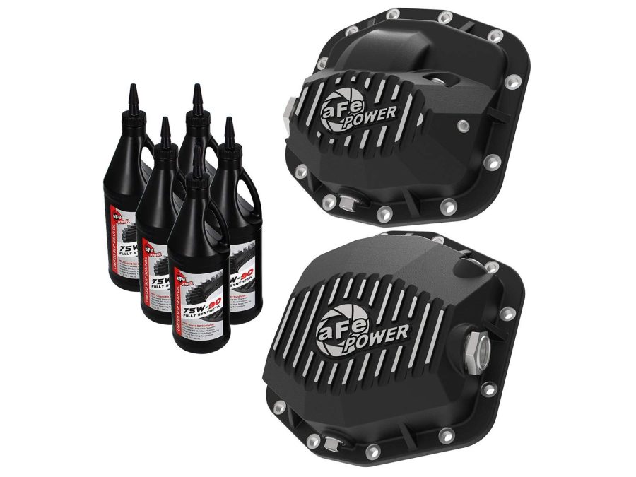 AFE 46-7101AB Pro Series Differential Cover Black w/Machined Fins & Gear Oil (Dana M186/M220)