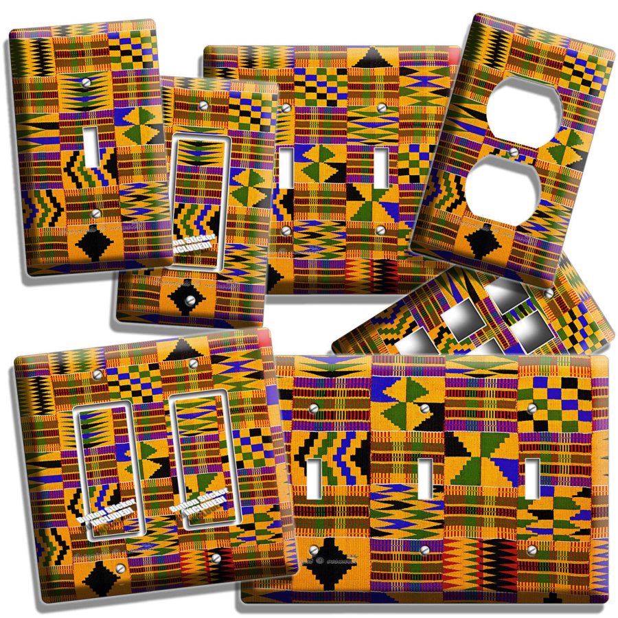 AFRICAN COLORFUL KENTE CLOTH LOOK LIGHT SWITCH OUTLET WALL PLATES ROOM ART DECOR