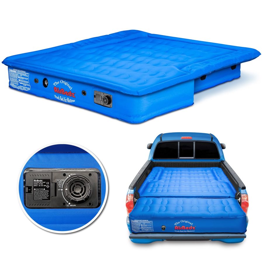 AIRBEDZ PPI-105 PITTMAN OUTDOORS Original Truck Bed Air Mattress for 5-5.5 Mid-Size Short Truck Beds with Tailgate Mattress, Blue