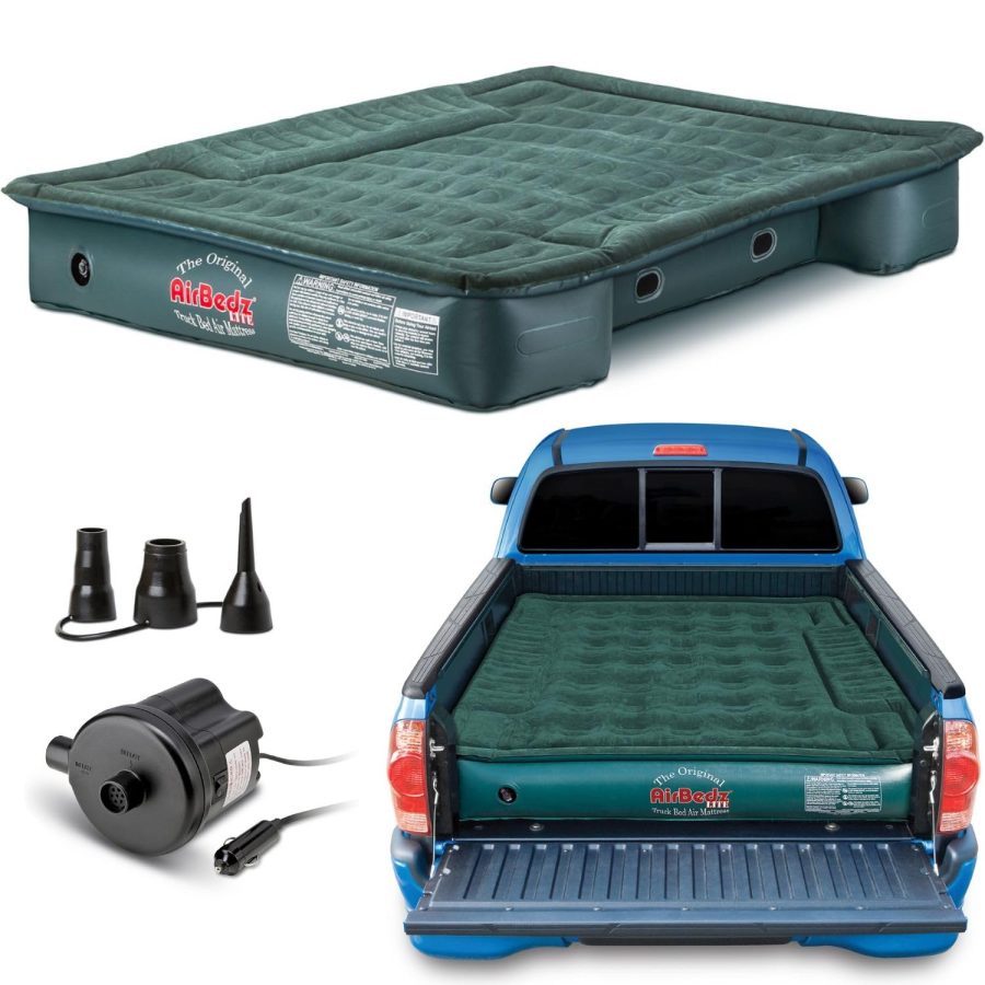 AIRBEDZ PPI-PV202C Lite Full Size, Short 6-6.5FT Truck Bed Air Mattress with DC Corded Pump (76 INCHx63 INCHx12 INCH Inflated),Green,Full Size Beds